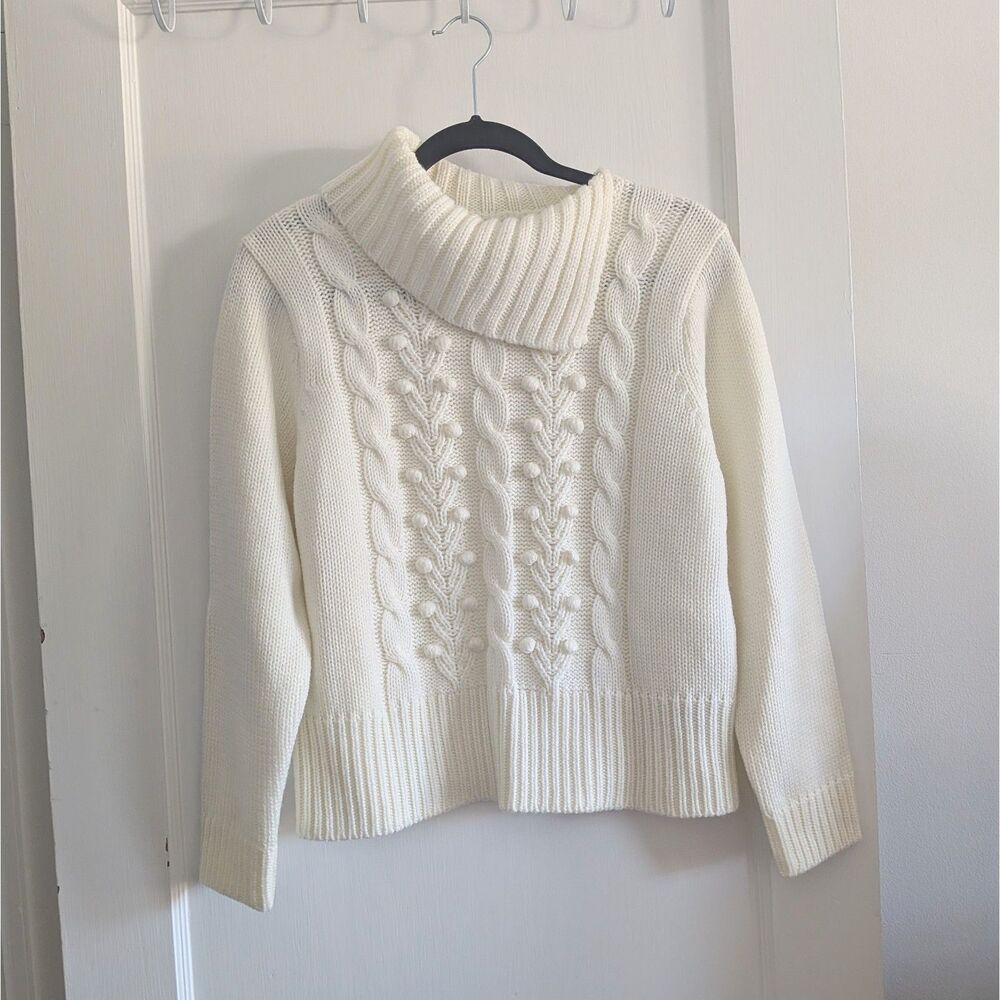 NWT Norton McNaughton Petite Split Cowlneck Cable Knit Cropped Sweater Sz. XLP